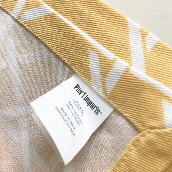 Pier 1 Imports Mustard Yellow White Cane Lattice Cotton Napkins Set of 4 - Picture 3 of 5